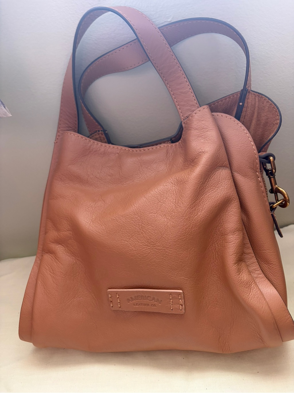 American Leather Co. Auburn Crossbody Triple Entry Satchel-Nutmeg